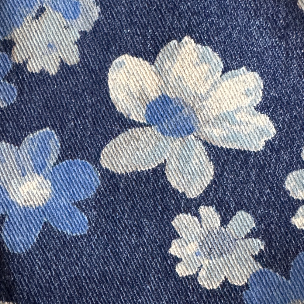 DARK WASH DENIM FLORAL SKIRT WITH SHORTS - Picture 7 of 9